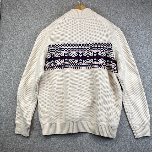 IZOD fair isle quarter zip sweater XL cream Heritage Americana apres ski - Picture 10 of 10